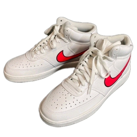 Nike Court Vision Mid White/Flash Crimson CD5436 102 Women's Size 11.5/ Men's 10 - Picture 2 of 8